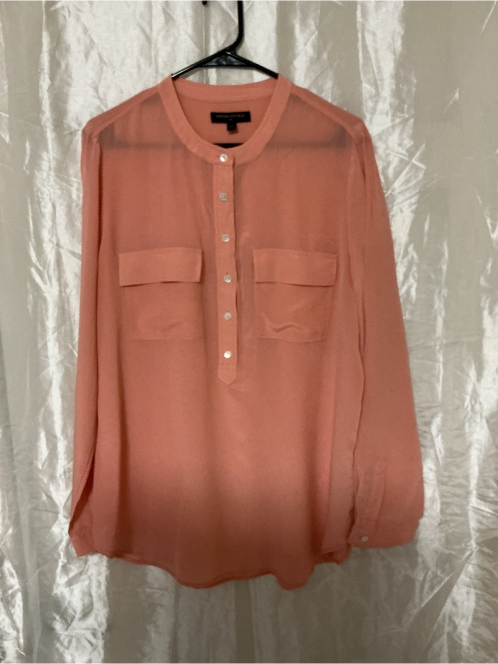 Banana Republic blush pink silk Long-Sleeve Button-Placket Shirt